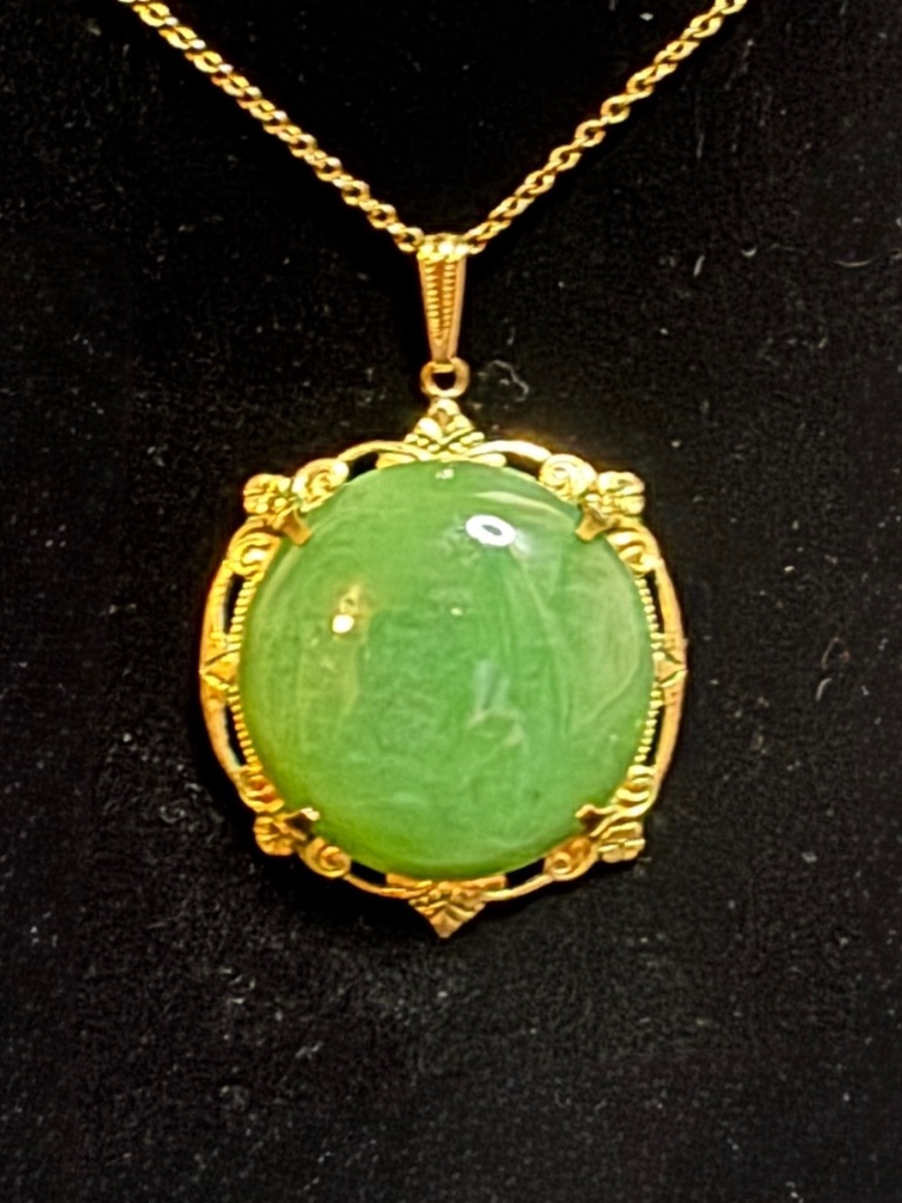 Gold Jade Pendant Necklace